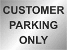 metal alloy sign black on silver customer parking 400mm x 300mm