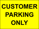 metal alloy sign yellow customer parking 400mm x 300mm