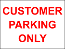 metal alloy sign red on white customer parking 400mm x 300mm
