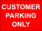metal alloy sign red customer parking 400mm x 300mm
