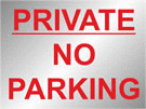 metal alloy sign silver private no parking 400mm x 300mm