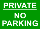 metal alloy sign green private no parking 400mm x 300mm