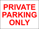 metal alloy sign red on white private parking 400mm x 300mm