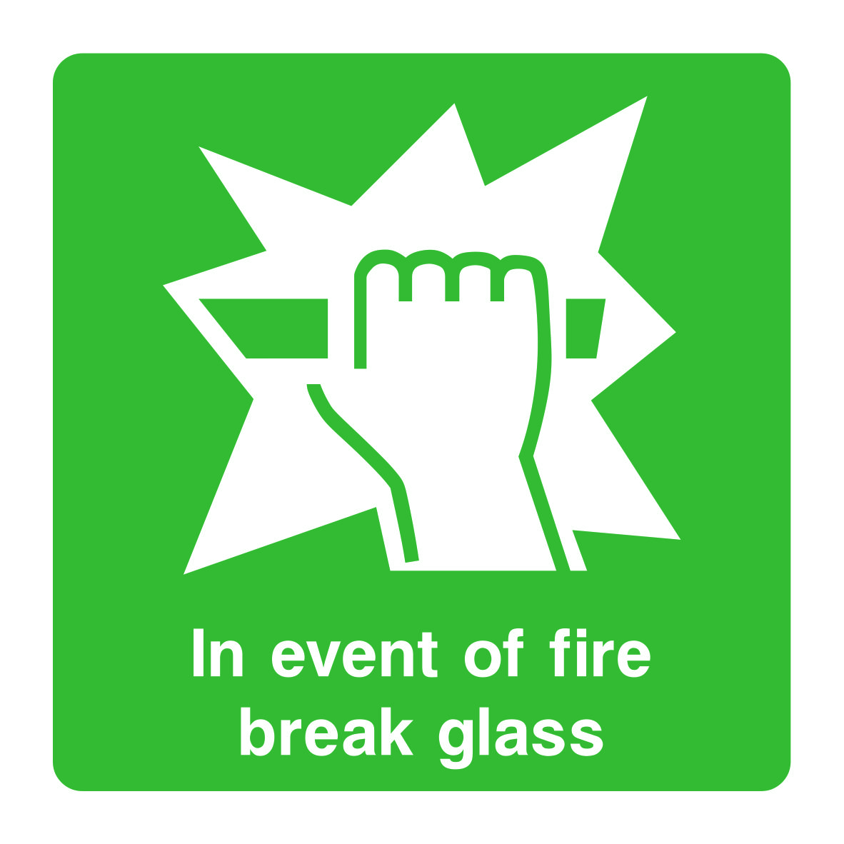 Event Of Fire Break Glass Signs and Stickers