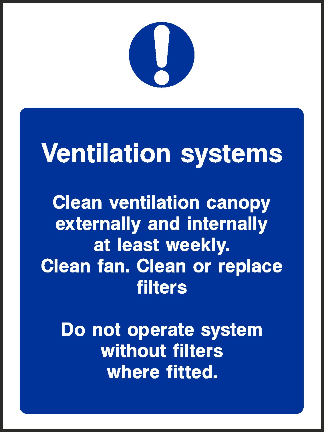 Ventilation System Signs and Stickers