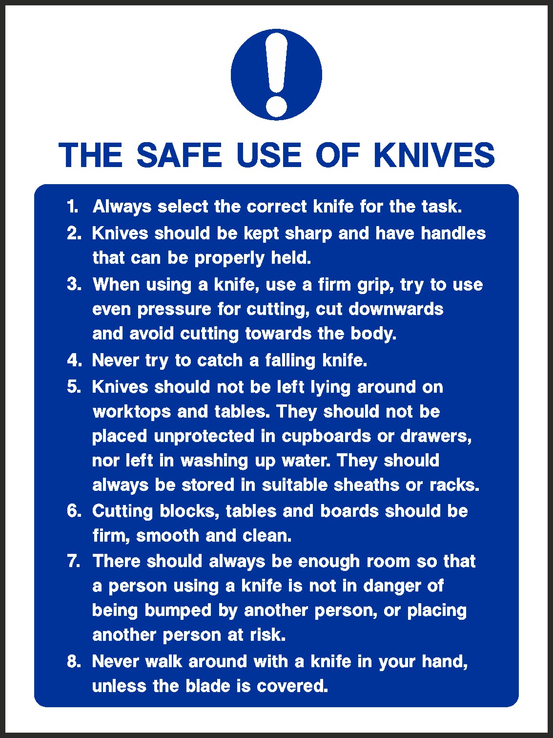 Use Of Knives Signs and Stickers