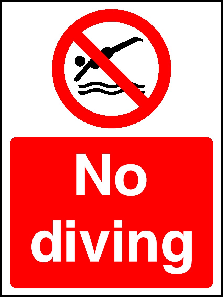 No Diving Signs and Stickers