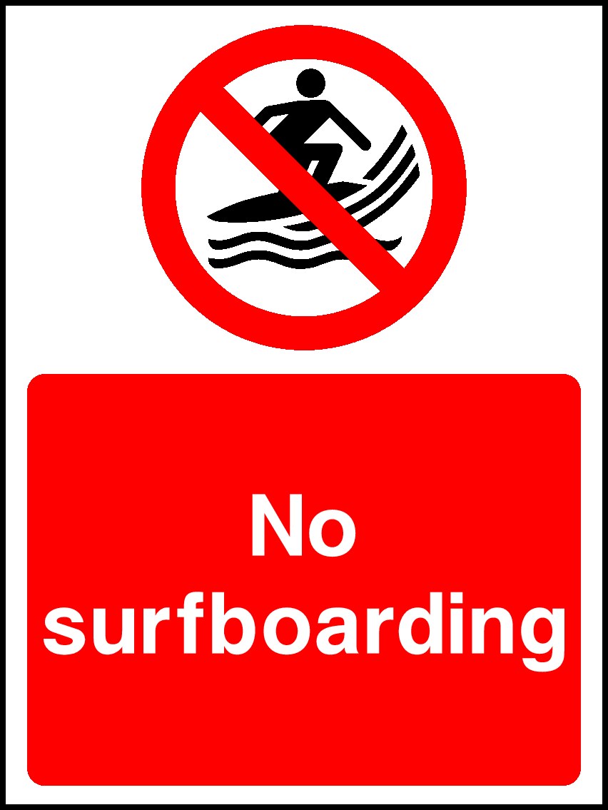 No Surfboarding Signs and Stickers