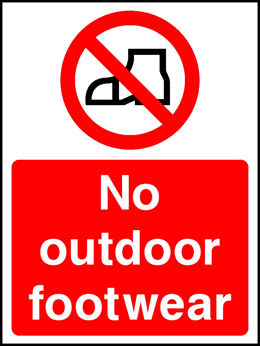 No Outdoor Footwear Signs and Stickers